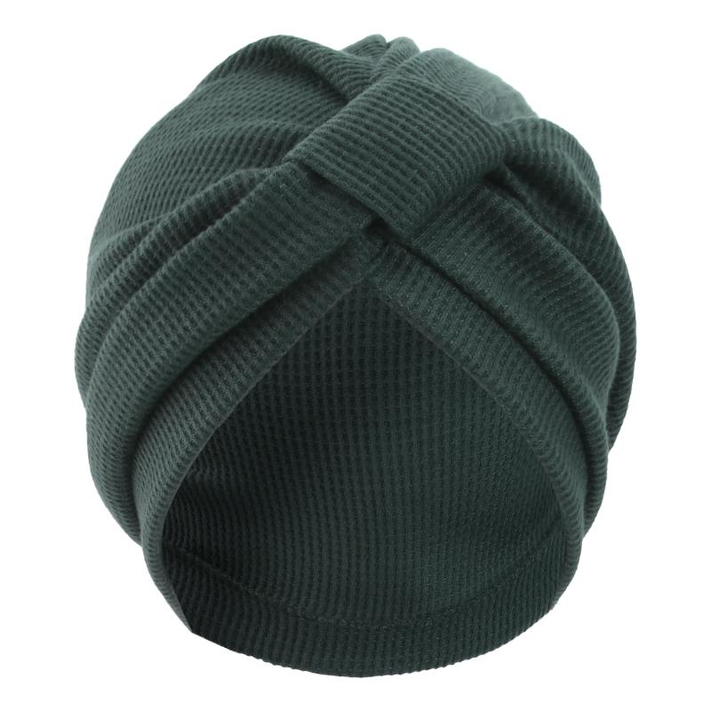 New Women's Cotton Thickened Waffle Square Knotted Turban Head Wrap Cancer Chemo Beanies Cap Headwear Cap Bonnet Hair Loss Hat