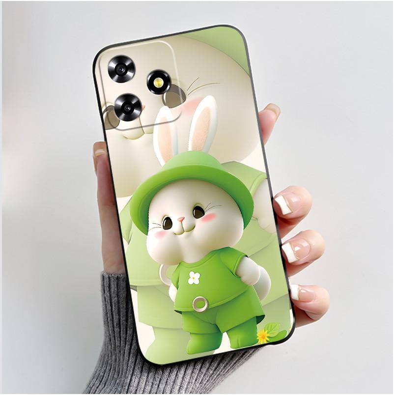 

For ZTE V50 Design 4G V 50 Smart Case Cute Rabbit Black Soft Silicone Cover For ZTE Blade A73 4G Axon 50 Lite Phone Case Fundas ZTE Axon 50 Lite