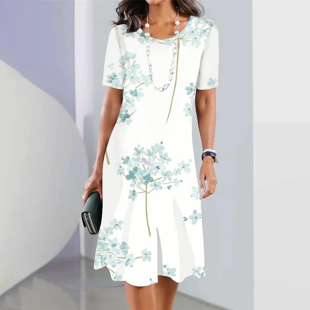 Women's Spring Summer Maxi Dress Elegant Sexy Woman Long Dress Vestido Short Sleeves Floral Printed Fashion Office Daily Dresses