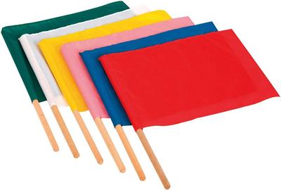 Hand Flag (Set of 6) EKA646 Green, White, Yellow, Pink, Blue, Red Flag Size: 35cm X 45cm, Pattern Size: 1.8cm Diameter X 55cm Length