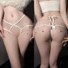 Sexy Lace Back Hollow Lace-Up Women's Thong with Open Crotch - Model 310