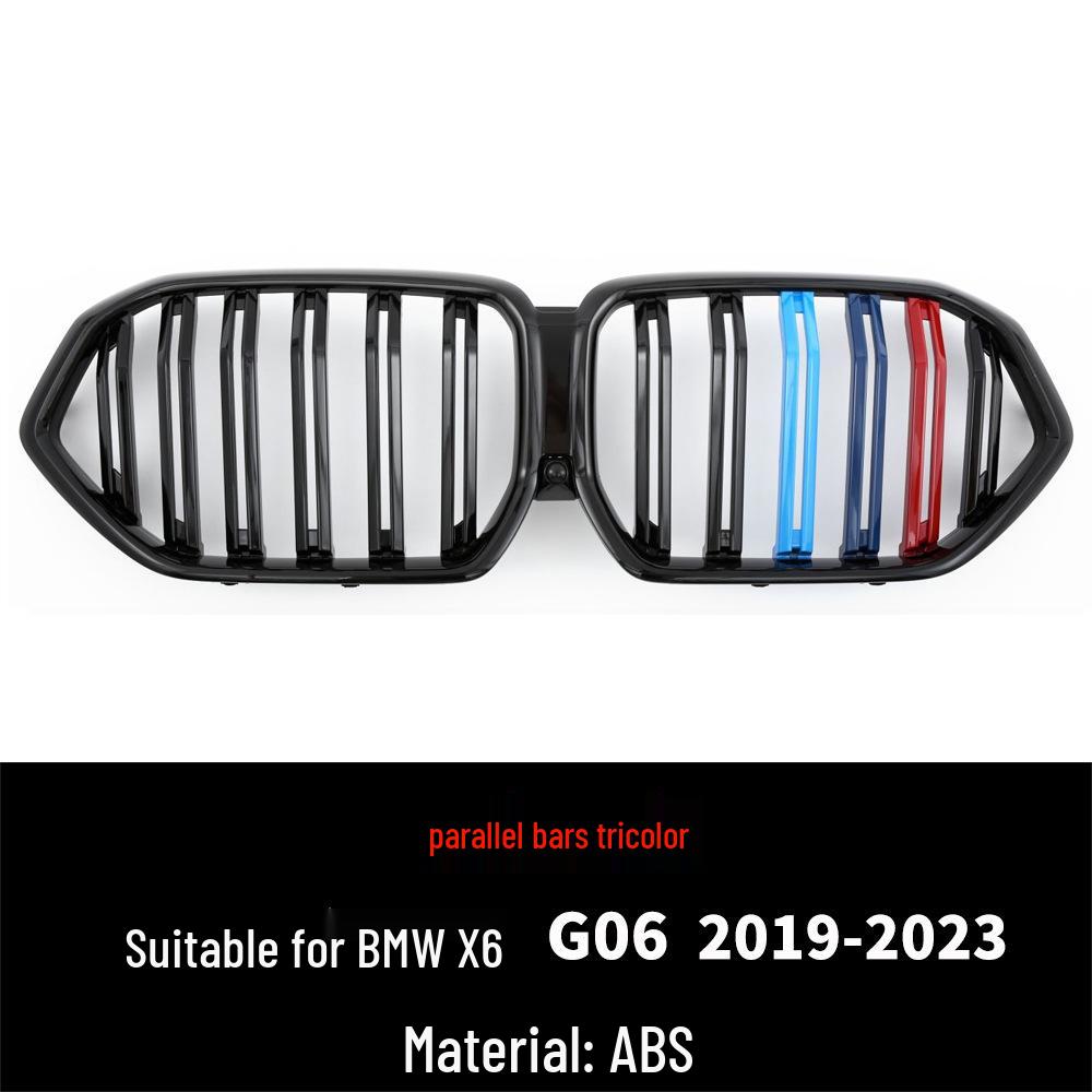 Compatible Gloss Black Tricolor Front Grille Stripe for BMW X6 G06 2019-2023, Single & Double Line Models