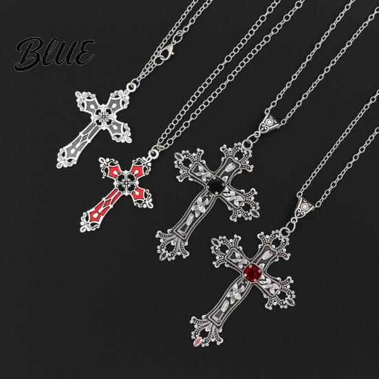 Alloy Gothic Necklace Retro Vintage Pendant Engraved Floral Unisex Jewelry