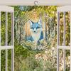 2D Snow Forest Blue Fox Wind Chime Mandala Metal Hanging Ornament for Garden Patio Outdoor Decoration No Battery Needed