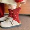Red Women's Mid-Calf Socks - Warm, Simple, Red Gift for New Year & Christmas