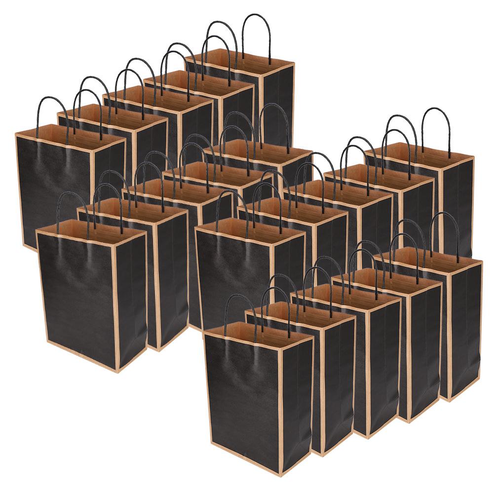 20 szt. Papierowa torba Kraft Wielokrotnego użytku Ekologiczna torba na ubrania prezenty 21 x 11 x 27,5 cm(Ciemny czarny )
