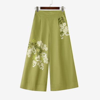 Womens Casual Elastic Waist Loose Floral Print Pants