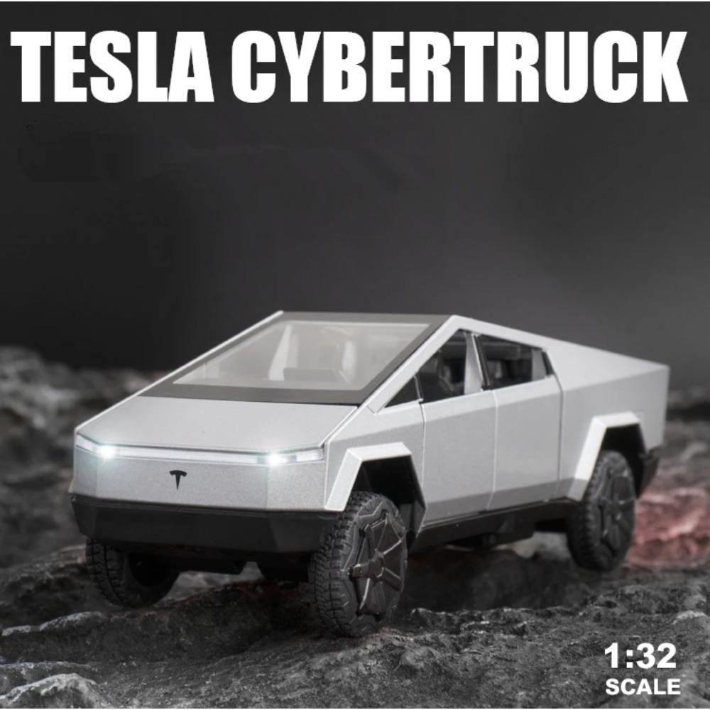 1/32 Tesla Truck Cyber Juguete Camioneta Pick-up Modelo de Camión de Aleación Coche de Metal Fundido a Presión Vehículos Todoterreno Modelo de Coche Sonido Luz Coche Regalos para Niños