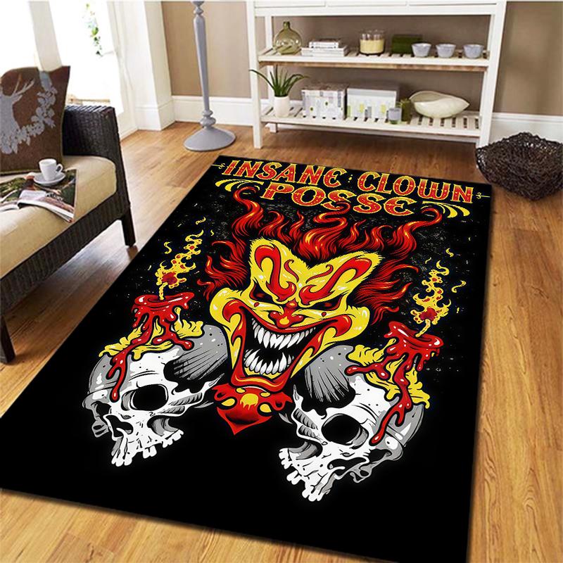 Dark Street Skull Pattern Square Carpet,Area Rug,Carpet Rug for Living Room Bedroom Sofa Playroom Decor,Non-slip Floor Mat,Holiday Birthday Gifts