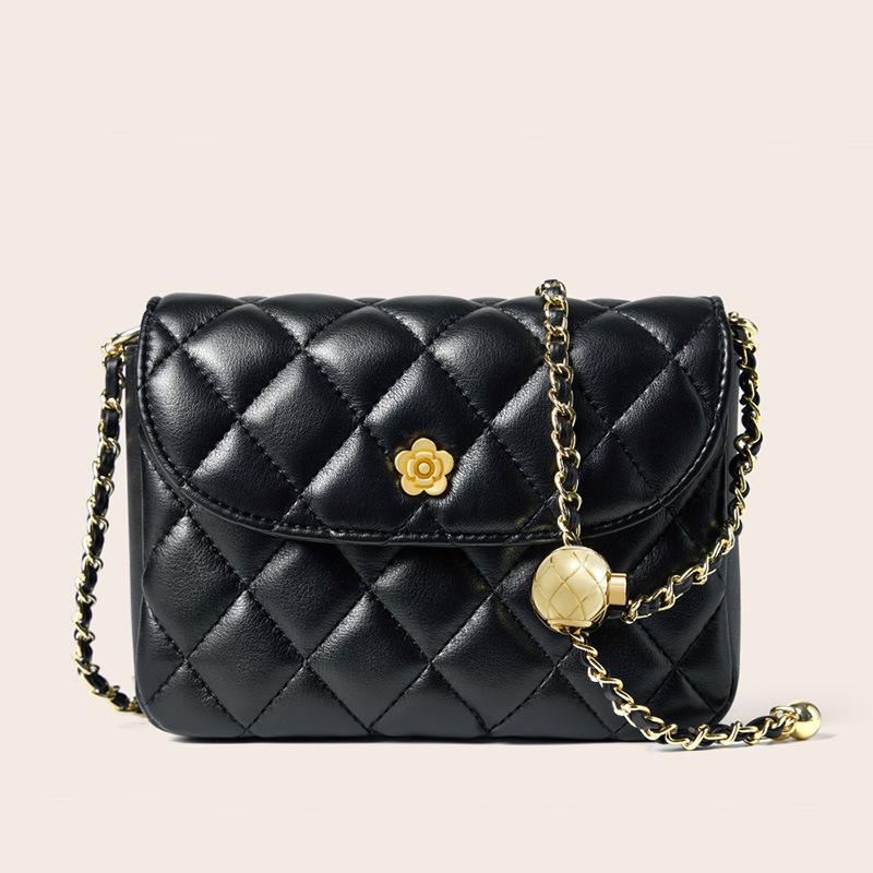 Leather Shoulder Bag New Diamond Chain Bag Women's Messenger Bag Fashionable Versatile Leather Women's Bag