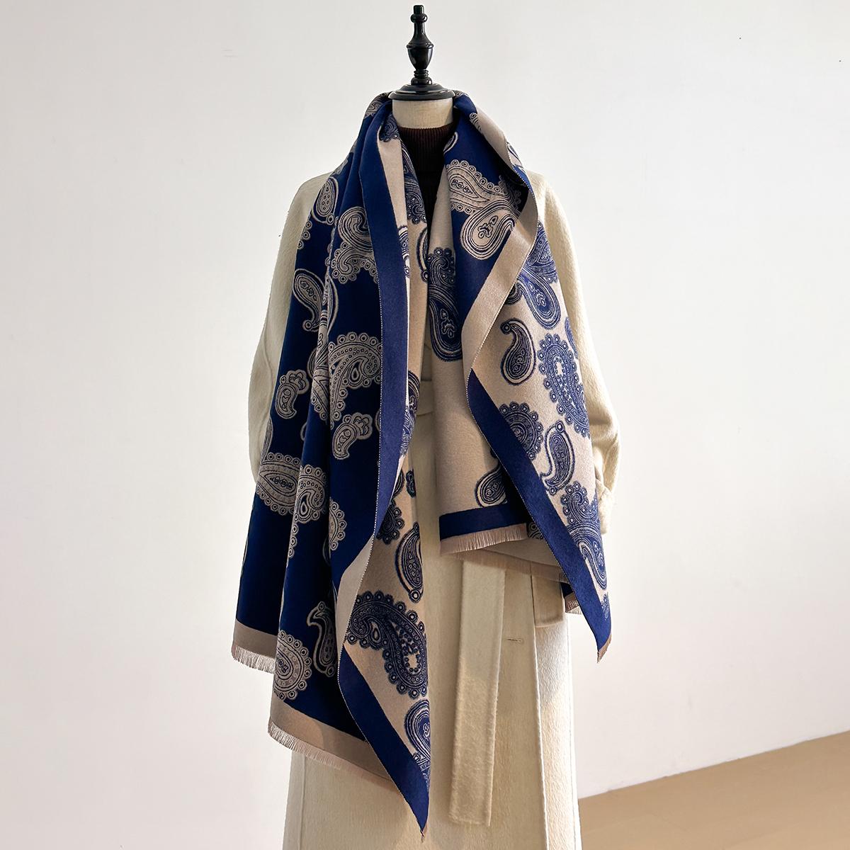 

Women S Elegant Floral Jacquard Pashmina Shawl - Winter Thick Warm Double-Sided Tassel Coldproof Windproof Blanket Scarf