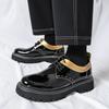 Fashion Casual Thick Soled Leather Shoes Trendy Men's  Styles Fashion Daily Party Outdoor Street Walking Black Shoes DRESS New