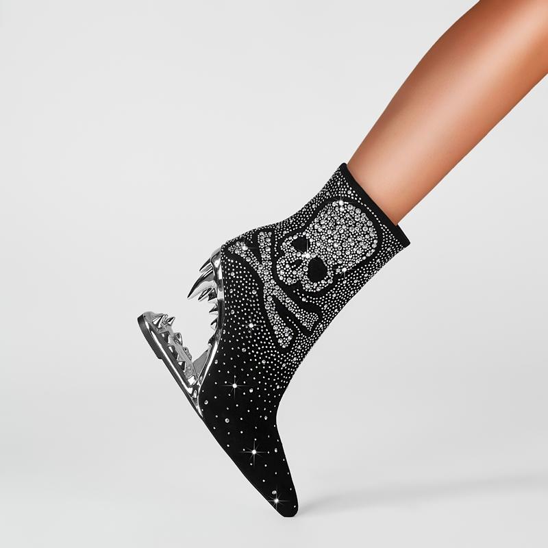 Fashion Kakay's New Water Diamond Super High Heel Wolf Teeth Tiger Teeth Shaped Heel Women's Short Boots Women's Boots