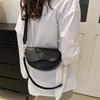Women's Half-Moon Saddle Bag with Chain Strap - 2025 Spring/Autumn Collection, Crossbody or Single Shoulder Style with Wide Strap
