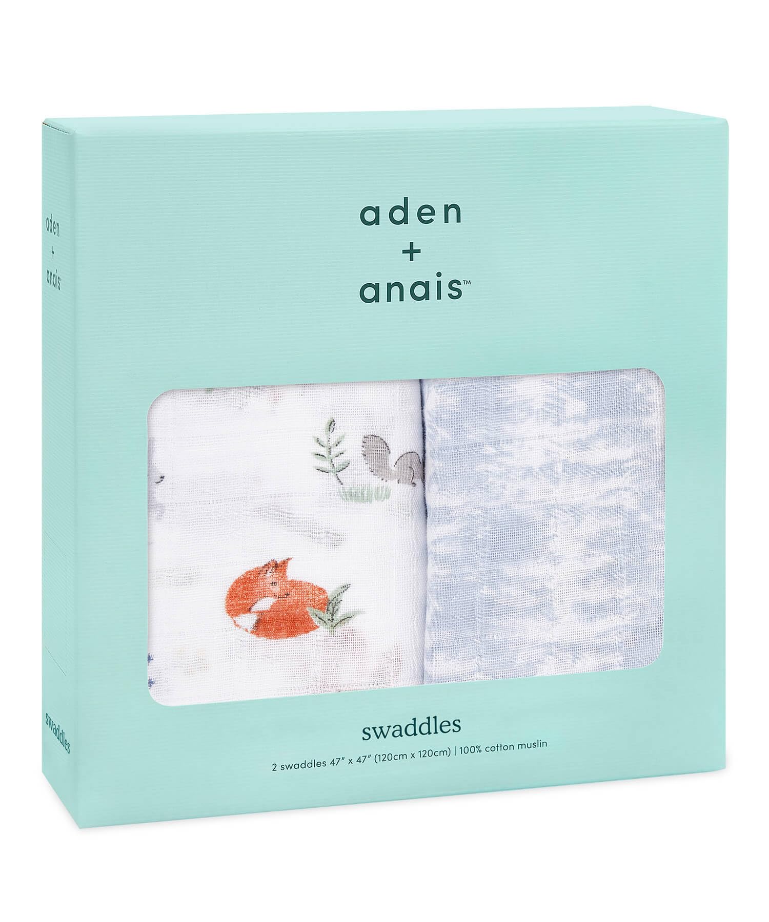 

aden anais Muslin Set of Baby SWADABASWC20011J + Swaddles, 2, Naturally, 120x120cm, 100% Cotton, Breathable, Anti-Moro Reflection, Versatile, Gift,