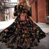 2026 Schlanke Passform Europäisch-Amerikanisches Floral Chiffon Langes Kleid