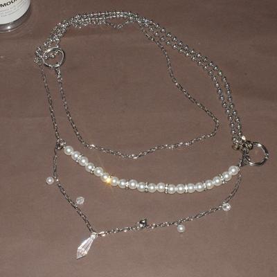 New Arrival Crystal Diamond Heart Pendant Pearl Waist Chain