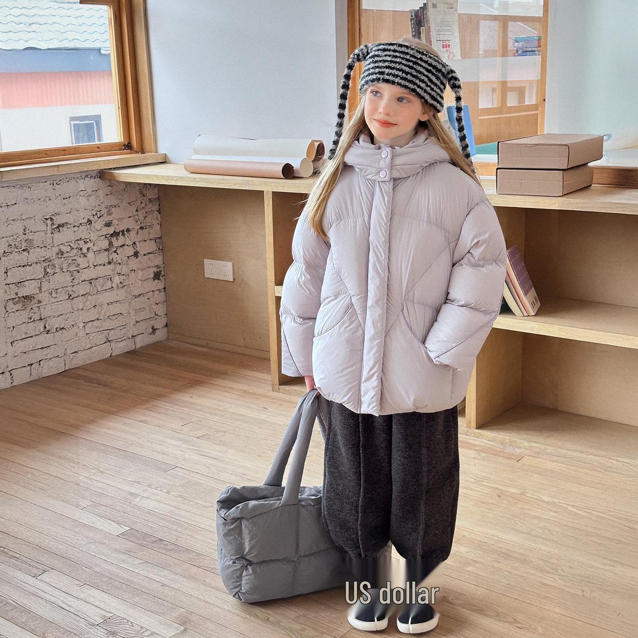 

Yuchen Girls Hooded Down Jacket - Thickened Winter 2025 Style 110 фіолетовий
