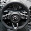 Handgenähtes Lenkradbezug Schwarz Mikrofaserleder Für Mazda CX-3 CX3 CX-5 CX5 2017 2018 Autozubehör