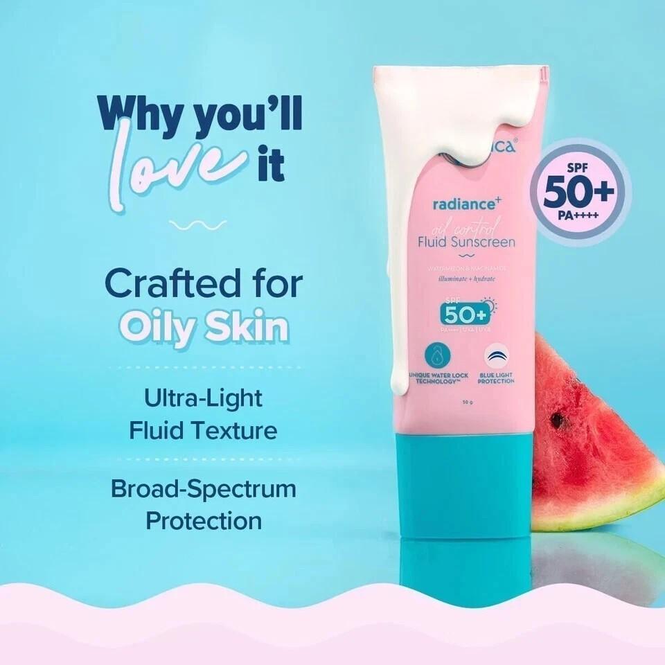 Aqualogica Radiance+ Sunscreen SPF 50 PA+++ With Watermelon & Niacinamide - 50gm