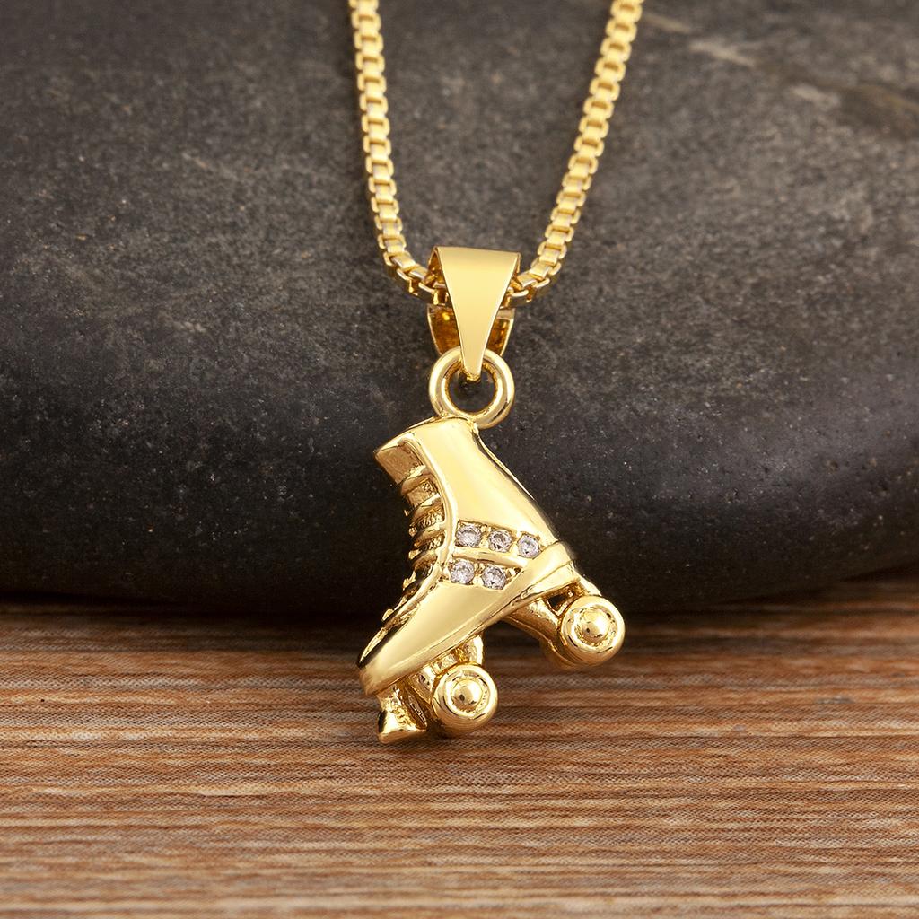 Nidin New Arrival Punk Boot Shape Zircon Pendant Necklace 3 Styles Choice For Female Male Trendy Personality Jewelry Party Gifts