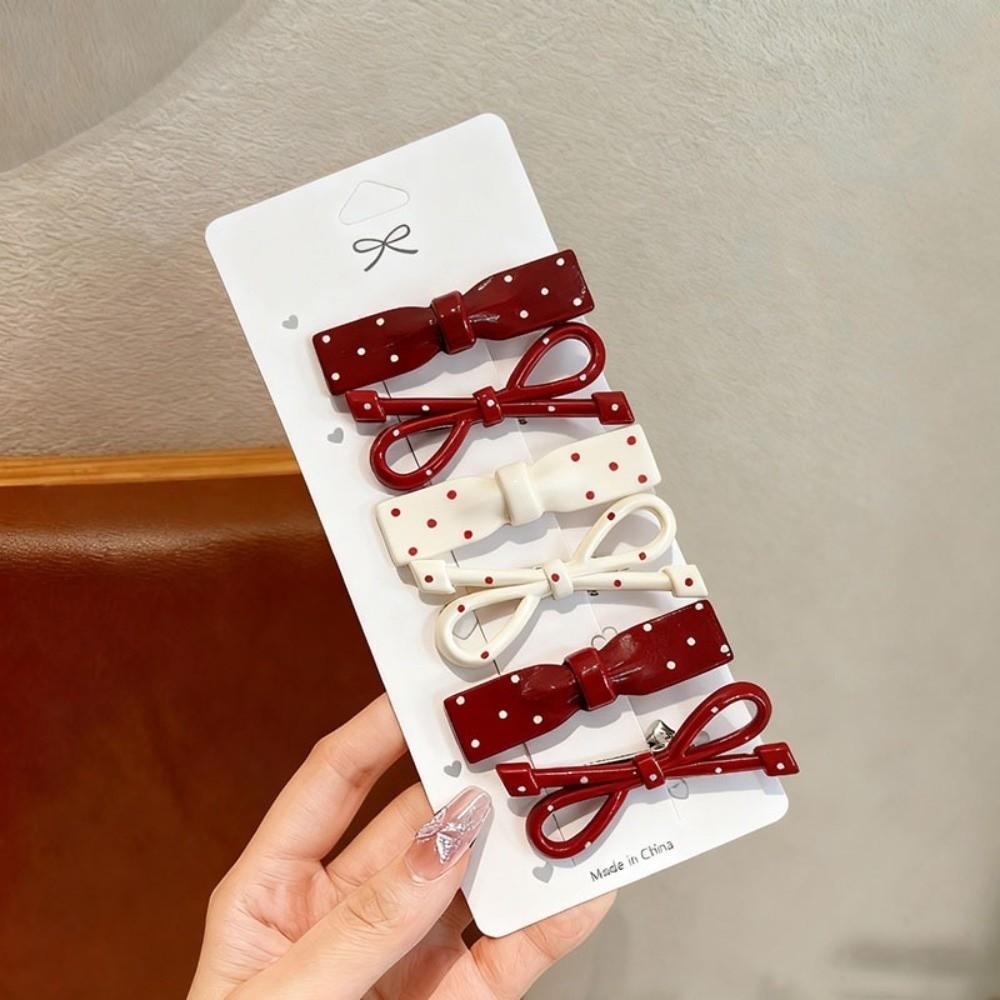 Sweet Polka Dot Hair Clips Cute Design Oval Side Bangs Clips for 6PCS/SET Broken Hair
