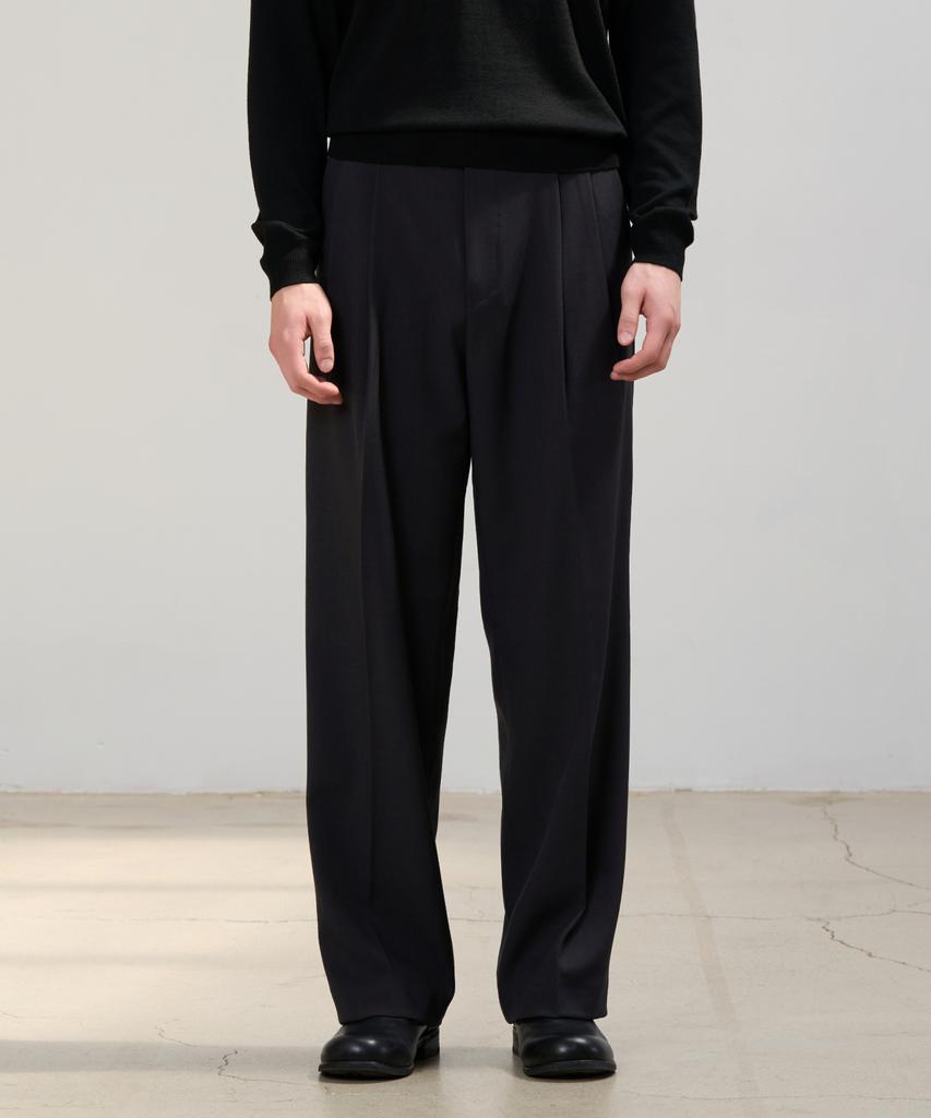 HYOJI Double-Pleat Semi-Wide Slacks (All Seasons, Summer - 8 Colors) (Type A)