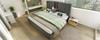 Upholstered Double Bed 140x190 Cm with Cup Holder & Charging Station, Hydraulic Storage Under Bed, Slatted Frame, Linen Grey (Without Mattress)