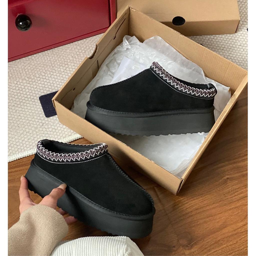 2025 new winter thick-soled fur integrated snow boots women's ethnic style fluffy slippers wear snow cotton slippers
