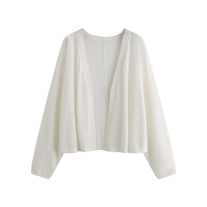 Cardigan Tricoté pour Femme Haut à Manches Longues Été Fille Ronde Chemise Climatisée Veste Protectrice du Soleil