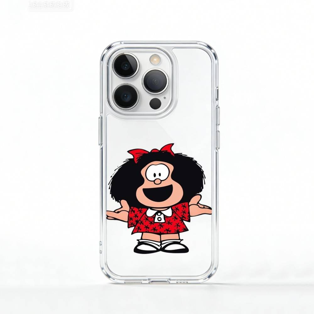 

Cute M-Mafalda C-Cartoon Phone Case For iPhone 17 16 15 14 13 12 11 Mini Pro Max Plus Transparent Cover iPhone17PRO