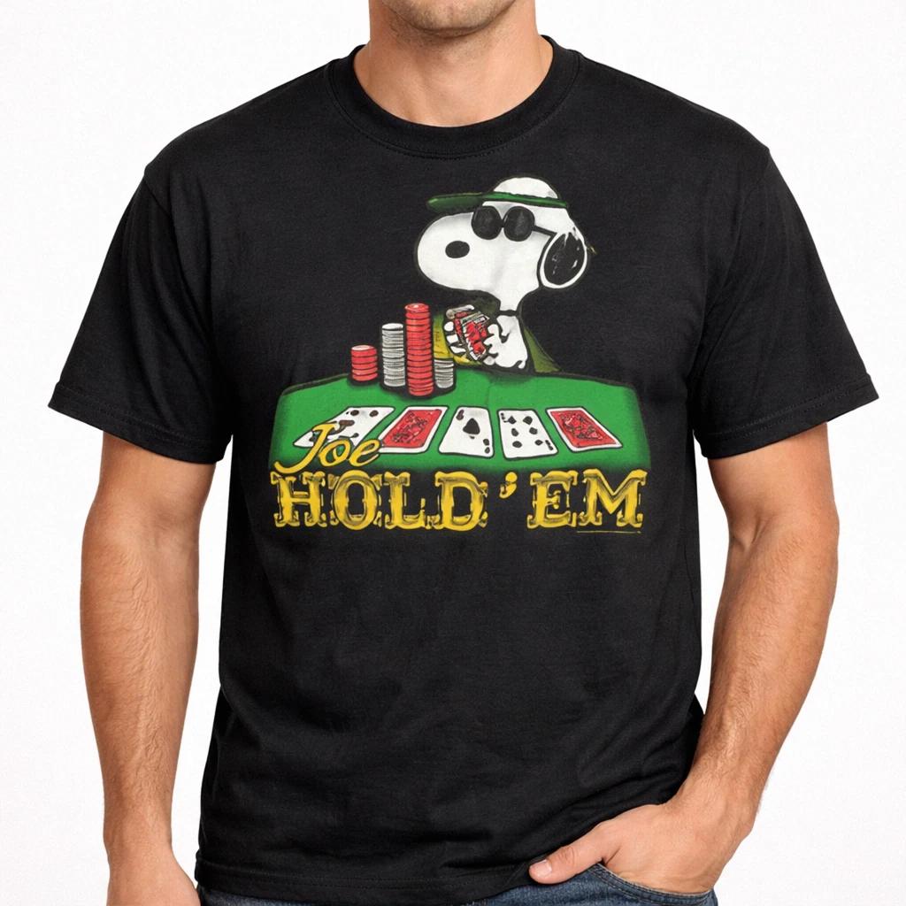 Vintage Poker Graphic Tee Black Texas Holdem Card Game Shirt Unisex S-3XL M
