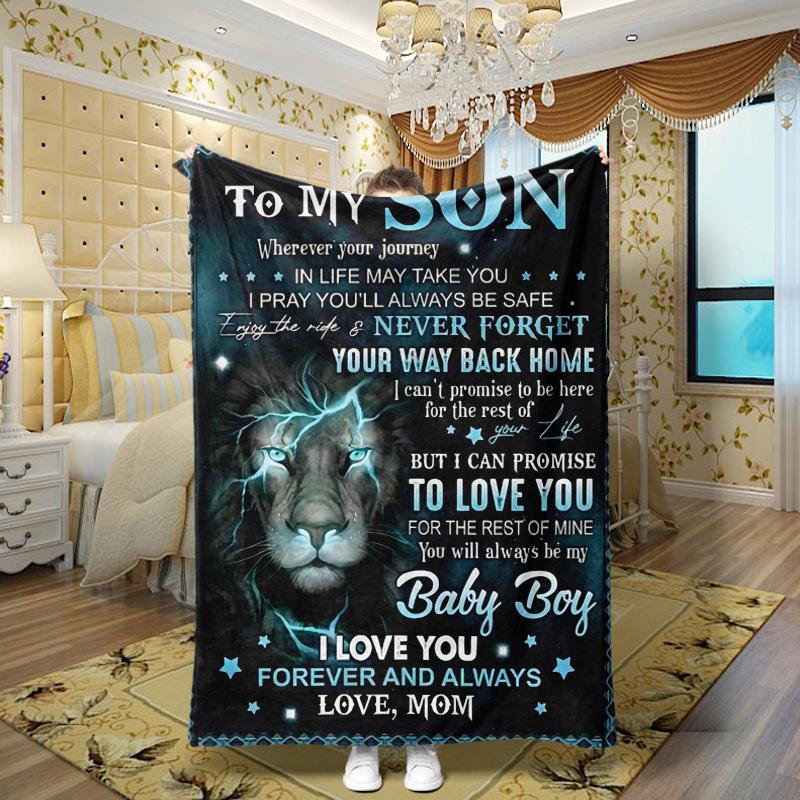 Love and Family Wishes digital-printed polyester Bedroom velvet flannel soft sofa cover blanket Fleece soft sofa cover blankets