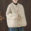 Cotton and Linen Women's Quilted Jacket Spring Autumn Retro Chinese Style Short Thick Casual Padded Coat Top