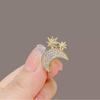 Broche de Luna y Estrella con Cristales en Forma de Media Luna Pin de Solapa para Mujeres y Hombres Accesorio de Joyería de Moda