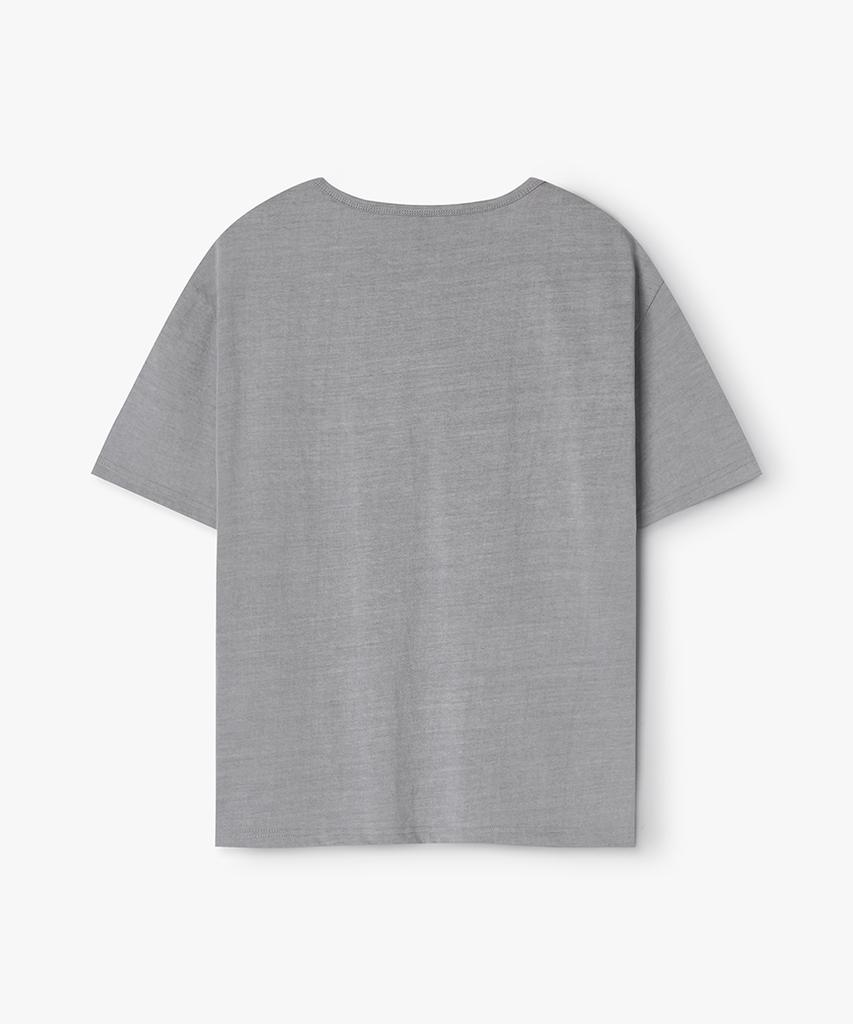 WEST GRAND BOULEVARD Halo Pigment Henley Neck T-Shirt Ash Grey