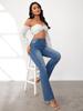 Women's 2025 European & American High-Waisted Ripped Micro-Flare Slim-Fit Jeans