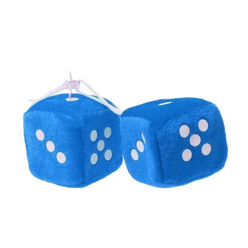 2PCS Soft Fuzzy Dice Dots Car Rear View Mirror Hanger Auto Decoration 5 Colors Interior Styling Accessory Backpack Pendant