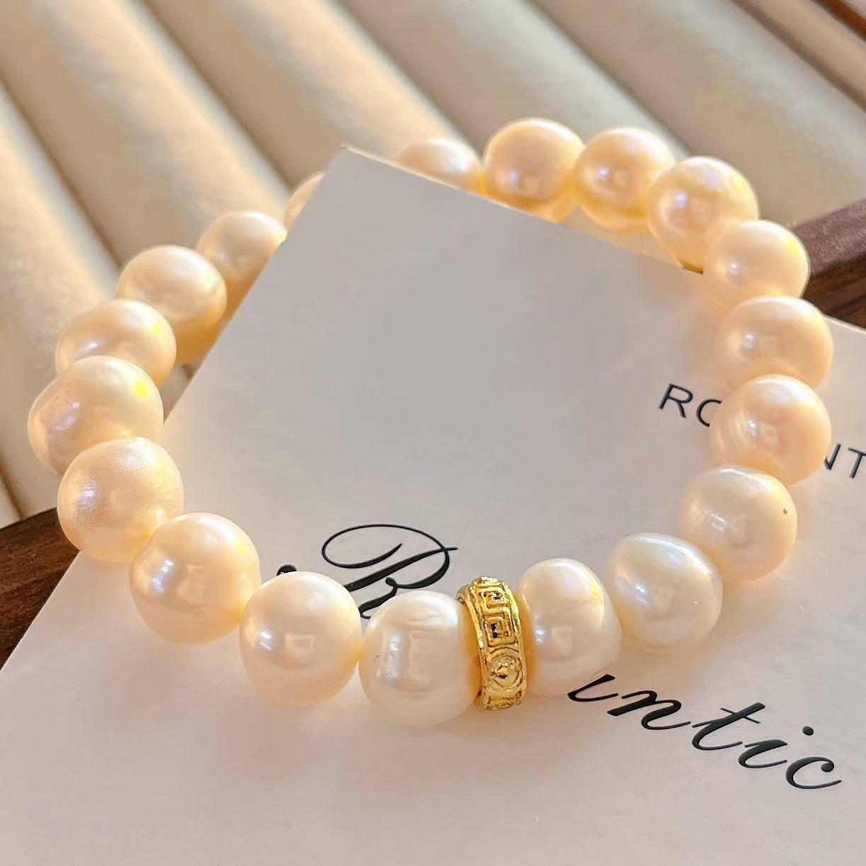 9-10Mm Retro High Quality Natural Freshwater Pearl Bracelet Basic Commuter Bracelet