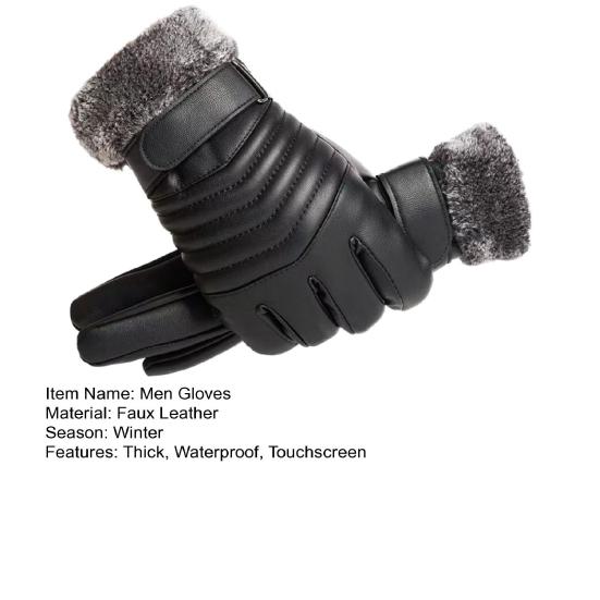 1 Paar Herren Kunstlederhandschuhe Wasserdicht Winddicht Touchscreen Fleecegefüttert Outdoor Radhandschuhe Winter Kaltes Wetter Warm Dick Thermohandschuhe