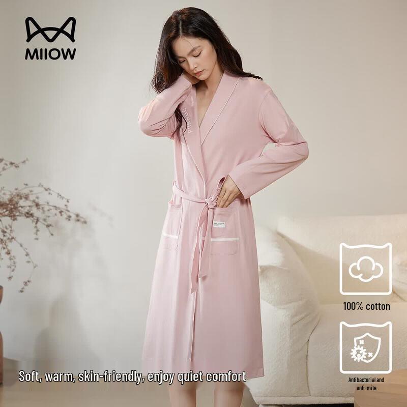 MaoRen Women's 100% Cotton All-Season Robe Pajama Set