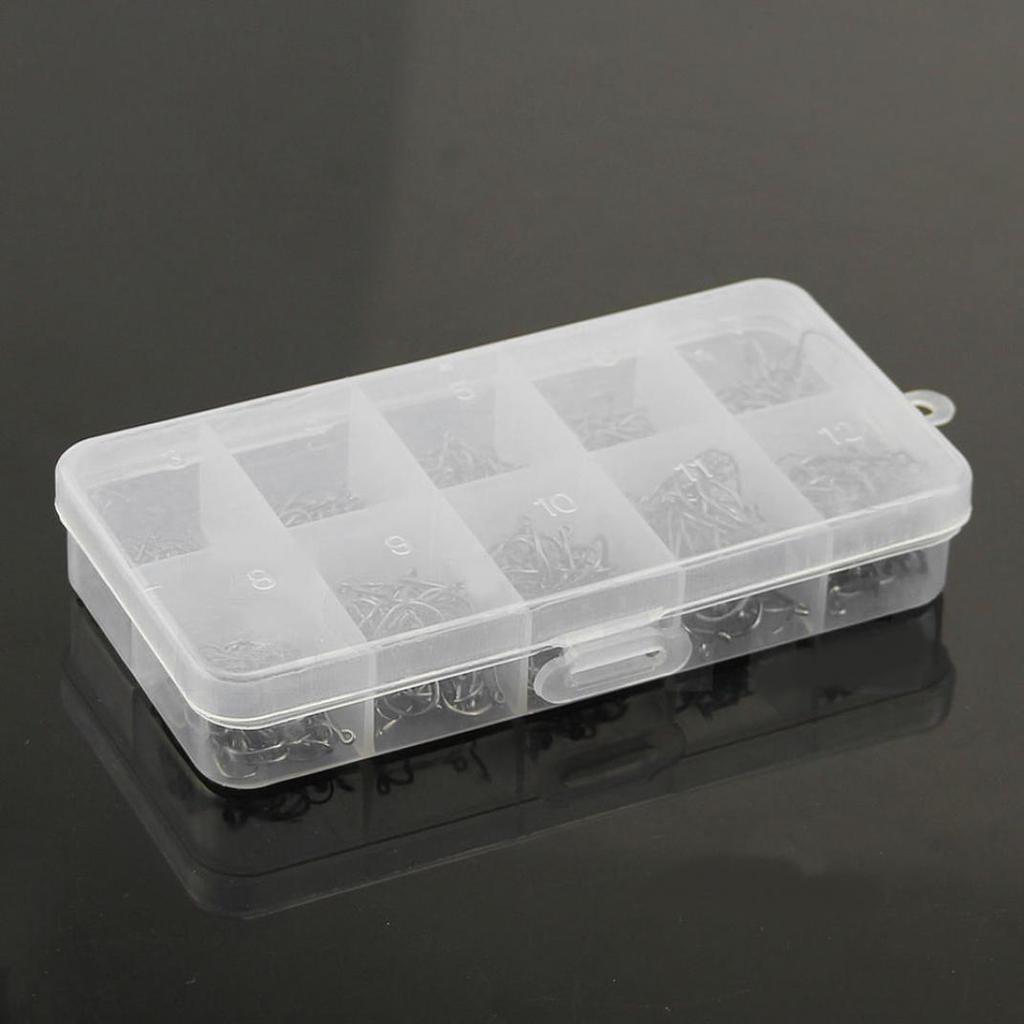 500Pcs 10 Sizes Assorted Sharpened Fishing Hooks Lures Baits with Tackle Box