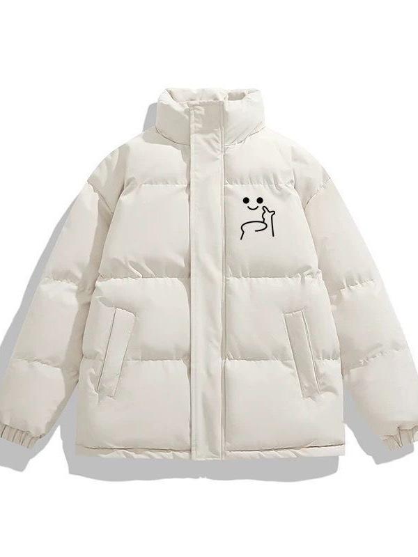 Trendy Stand Collar Winter Cotton Jacket: Thick, Fashionable, Loose-fit for Couples