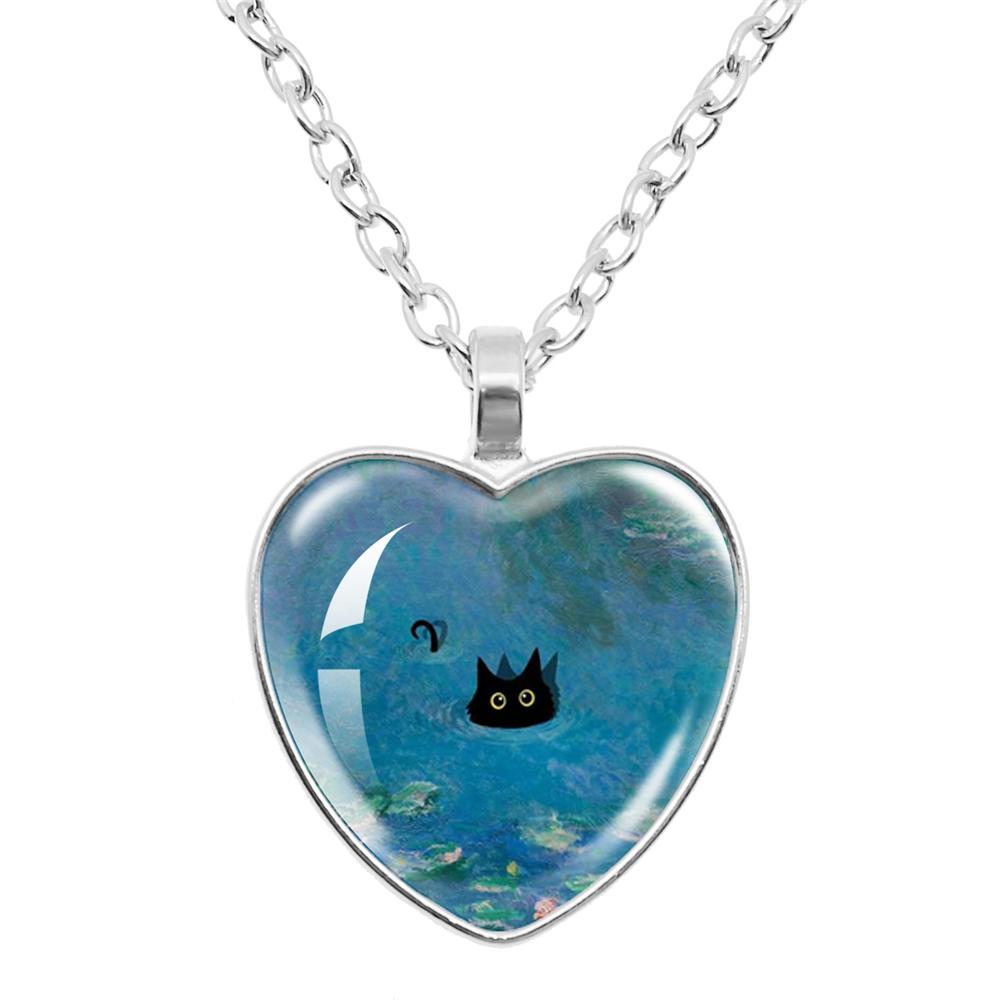 Gepersonaliseerde Kitten Kat Hart Hanger Ketting Dier Vorm Kunst Foto Glas Cabochon Sieraden Kinderen En Vrouwen