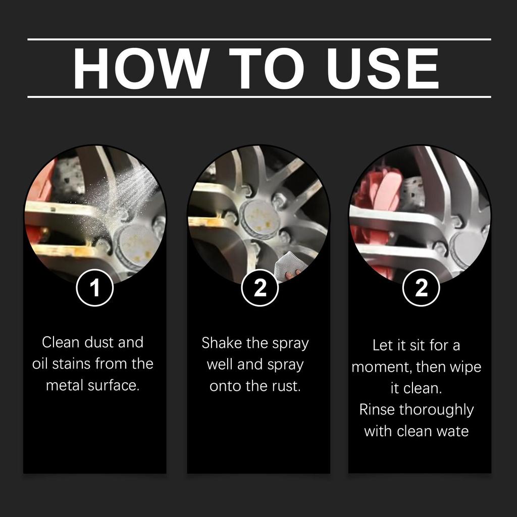 RAYHONG Rust Removal Spray Car Metal Parts Cleaning and Care Spray To Remove Rust and Brighten the Surface Daily Maintenance Supplies 100ml