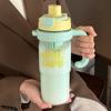 Water bottle new summer large-capacity plastic cup Big Mac cold ice cup high value double drinking cup handle straw cup