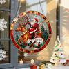 Holiday Hanging Art for Windows Christmas Acrylic Window Decor, 2D Holographic Stained Glass Double Sided Festive Ornament with Metal Chain,