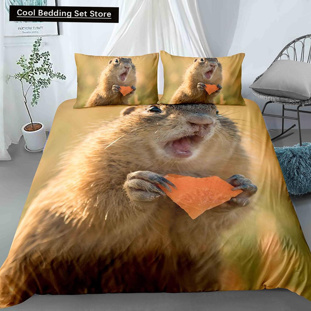 Hamster Duvet Cover King Queen Size Family Pet Guinea Pig Bedding Set for Kids Boys Girls Lovely Mini Animal 2/3pcs Quilt Cover