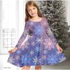 Mädchen Lässiges 3D-Schneeflocken-Print Rundhals Langarm Kleid Kinder Prinzessinnenkleid