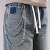 Metal Chain Waist Belt With Multilayer Beaded Design For Men And Women
